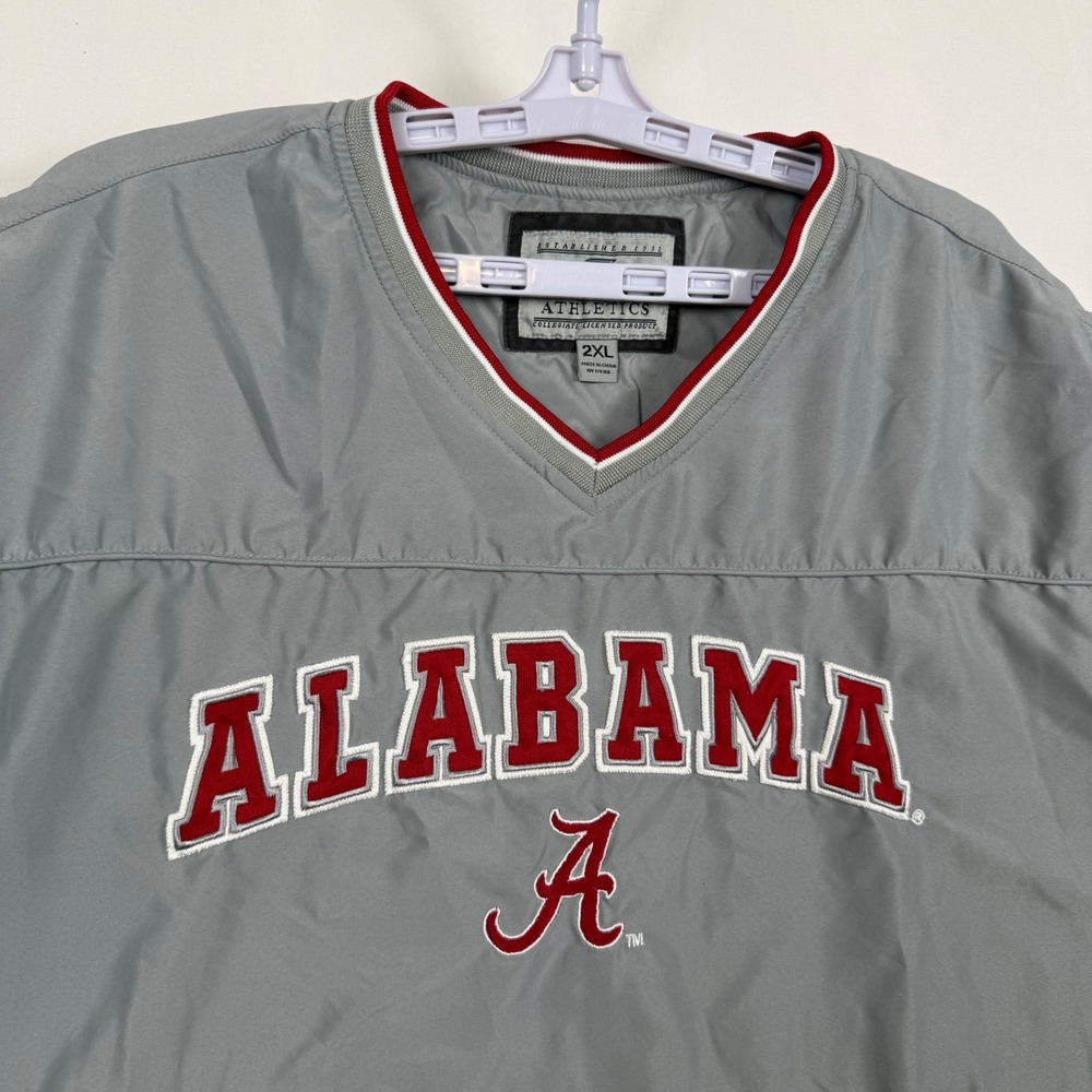 Colosseum Athletics Alabama Crimson Tide V-Neck Windshirt Gray Mens 2XL Pullover
